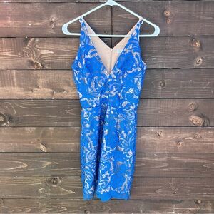 Dress the Population Blue Lace Dress Size XS